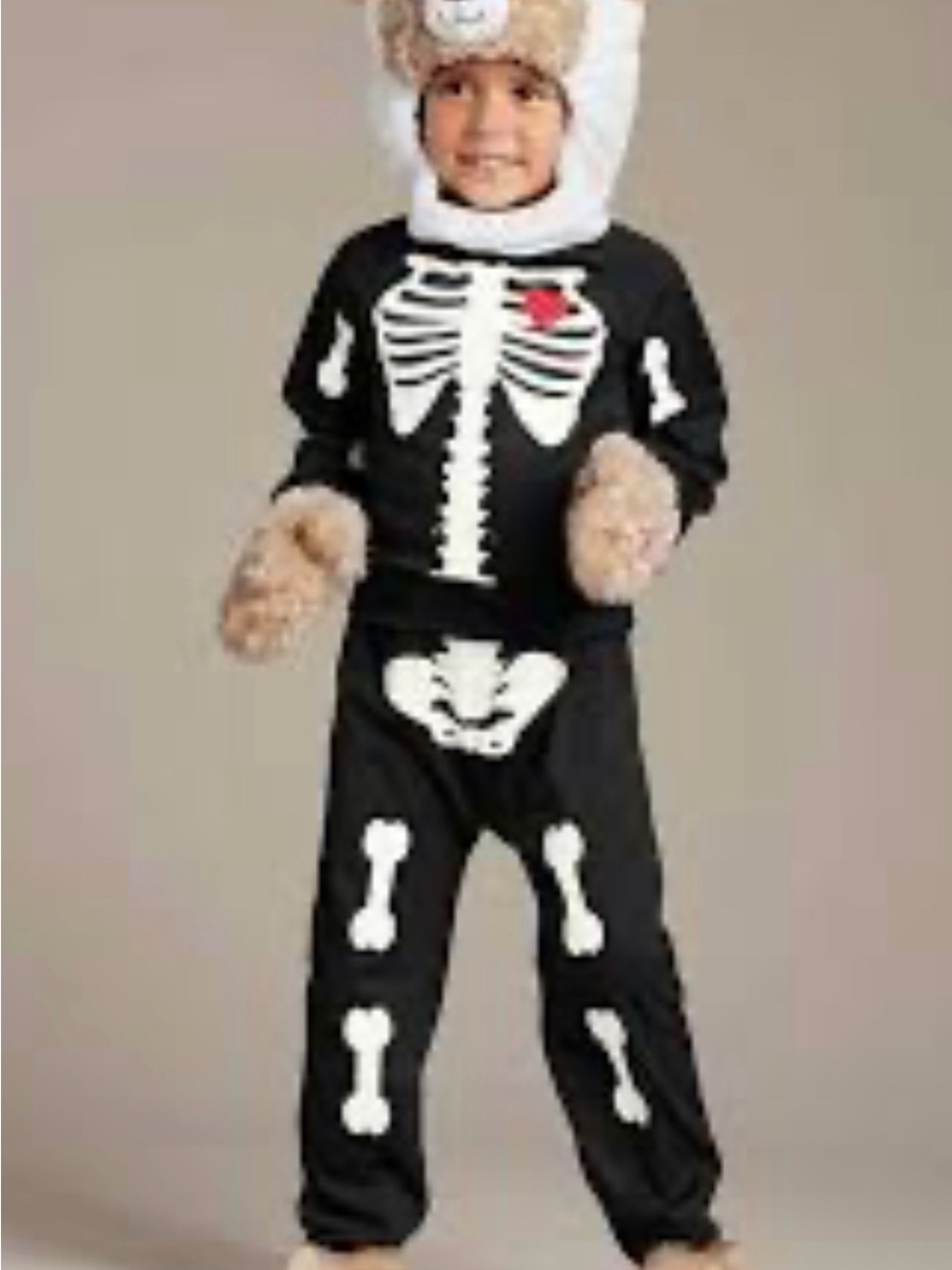 Build A Bear Black Skeleton Bear Costume with Plush Hood 12-18 months